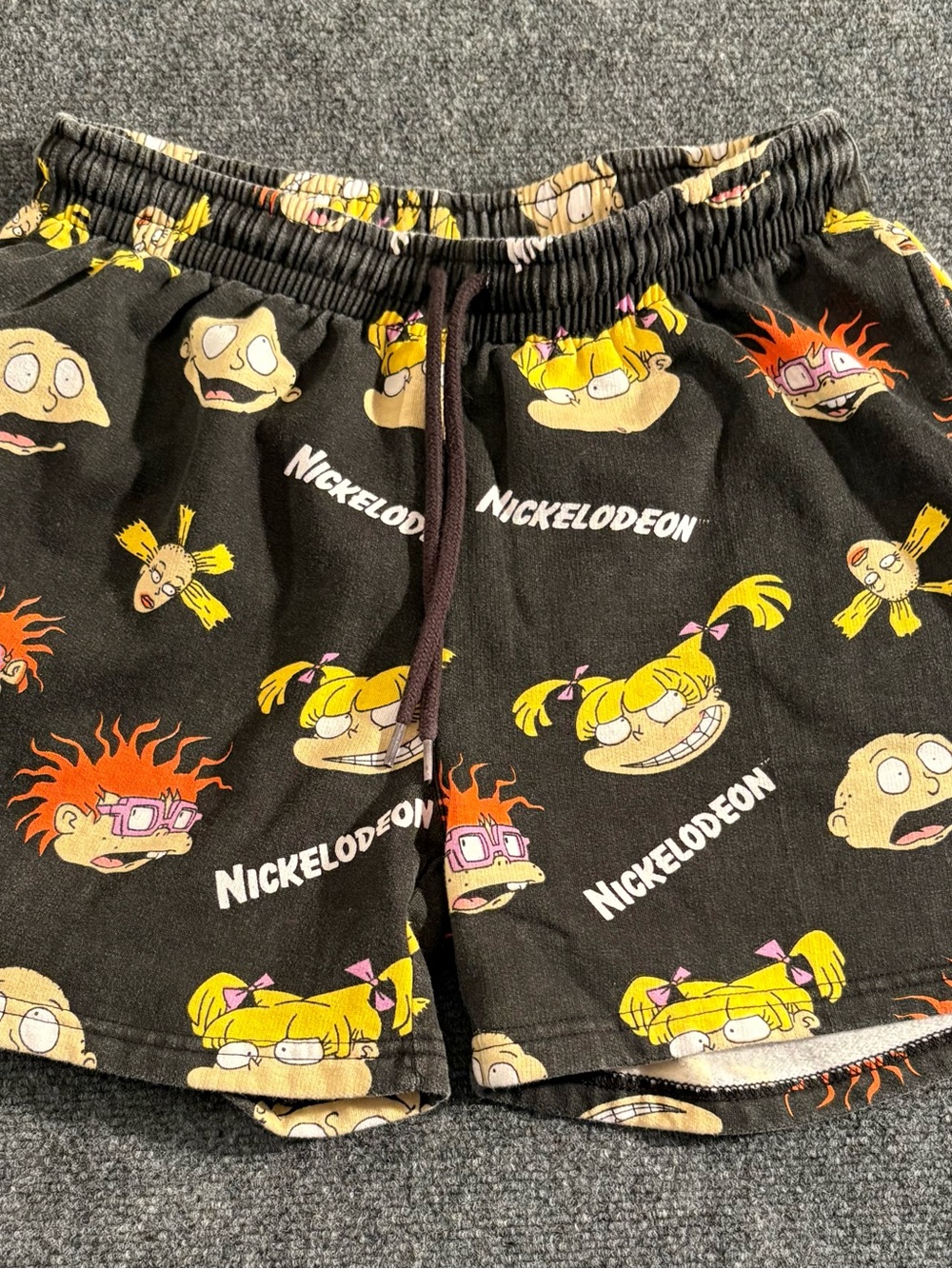 Nickelodeon Rugrats Black All Over Print Shorts Size Small 90s Cartoon